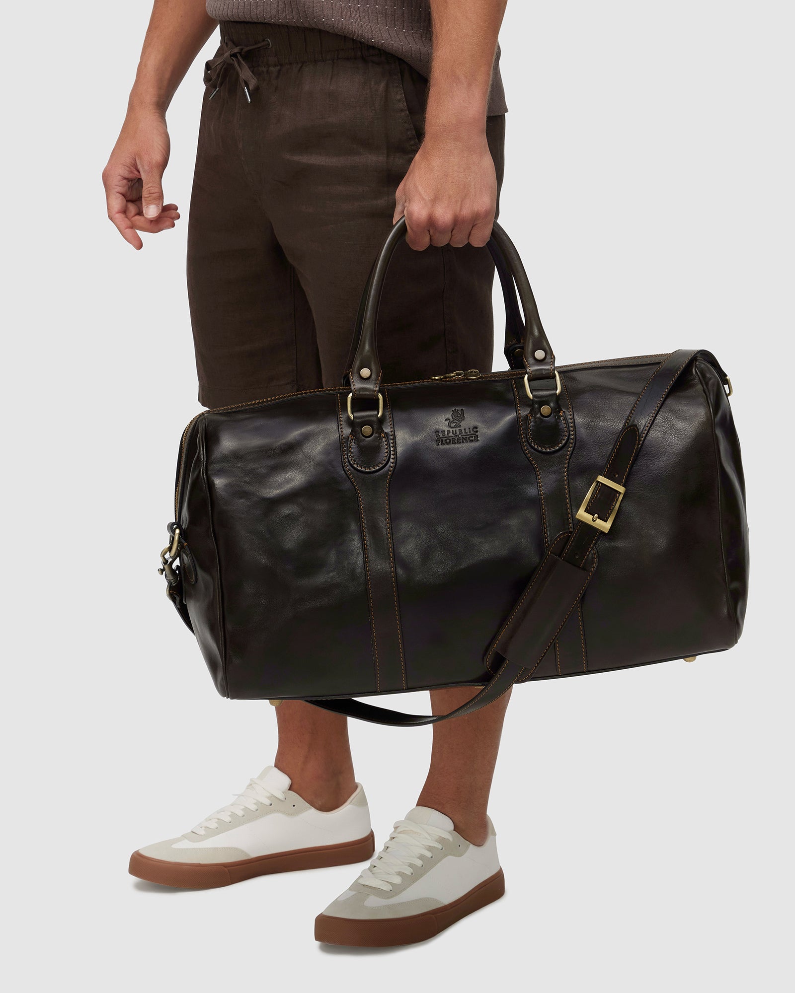 Amerigo Matt Black - Leather Duffle Bag - Republic of Florence