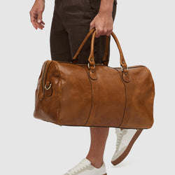 Beltrami Tan Leather Weekender Bag