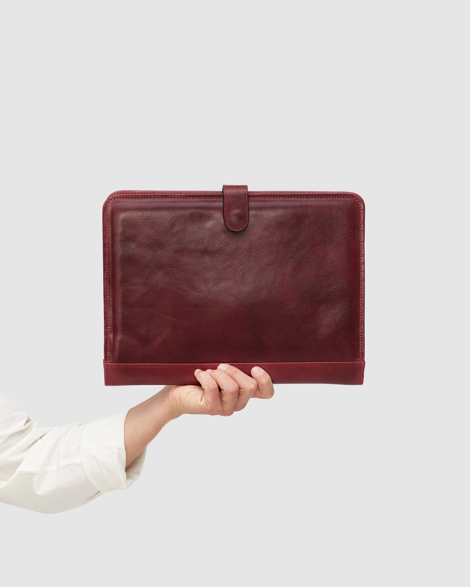 Imperial Red - Clip on A4 Leather Compendium