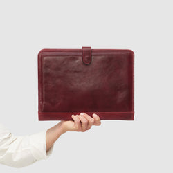 Imperial Red - Clip on A4 Leather Compendium