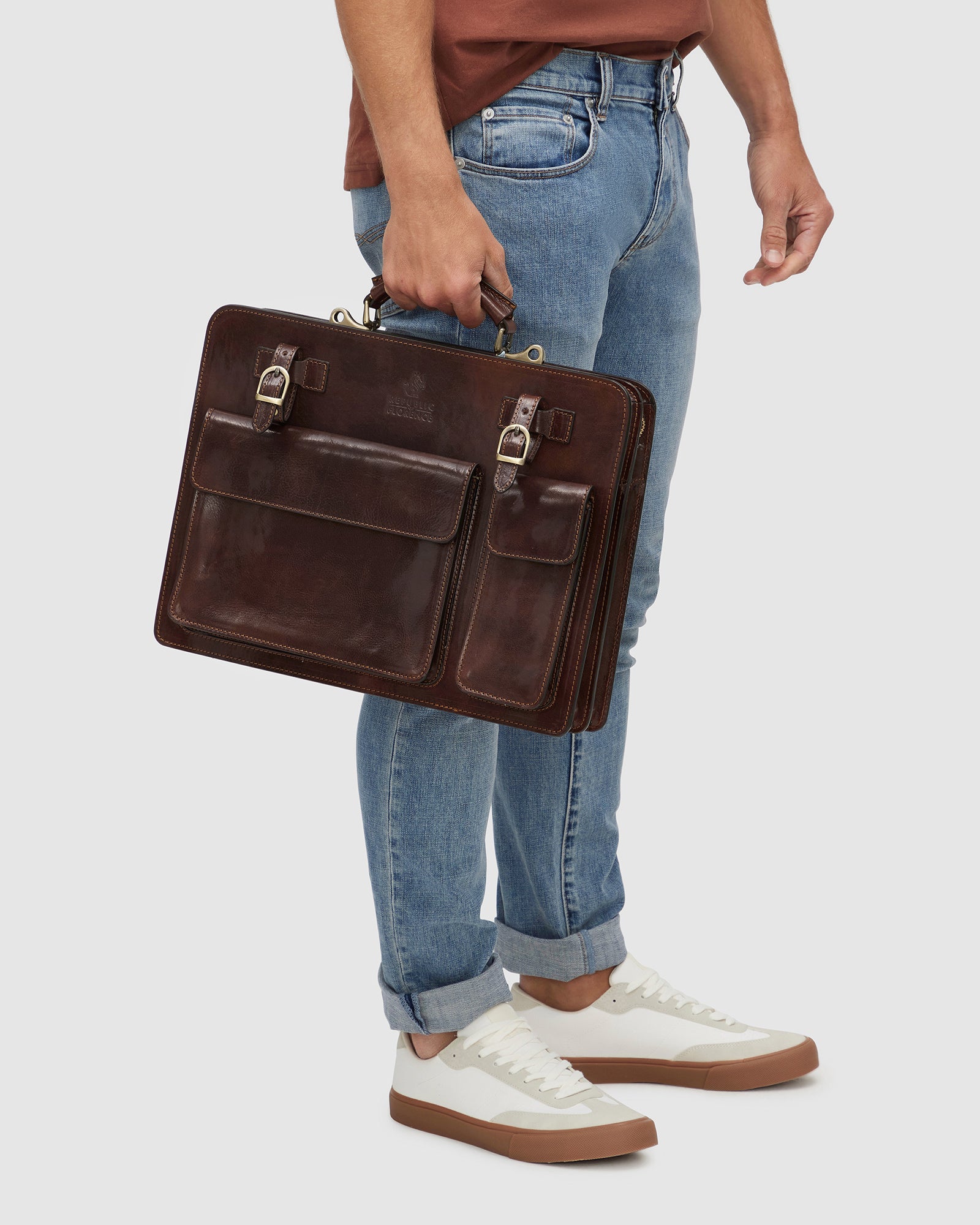 Munich Brown - Leather Briefcase double compartments