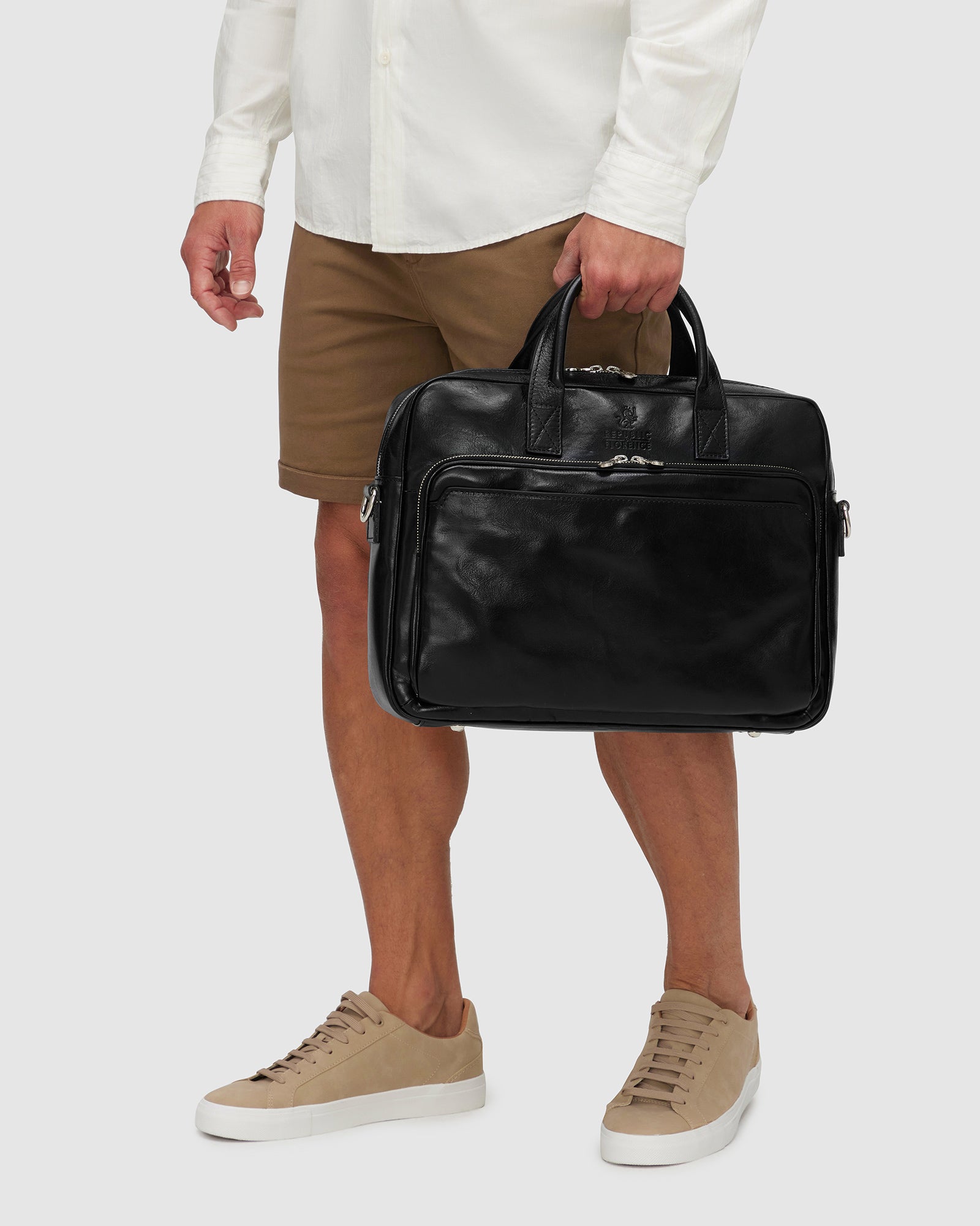 Pretoria Black - Leather Laptop Briefcase