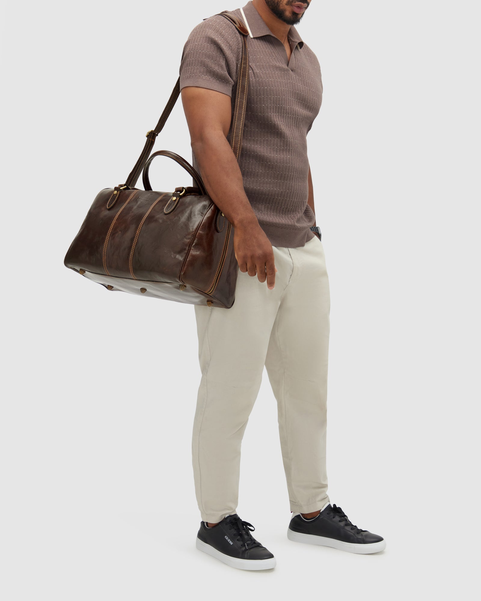 Albertis Piccolo Chocolate Leather Duffle Bag