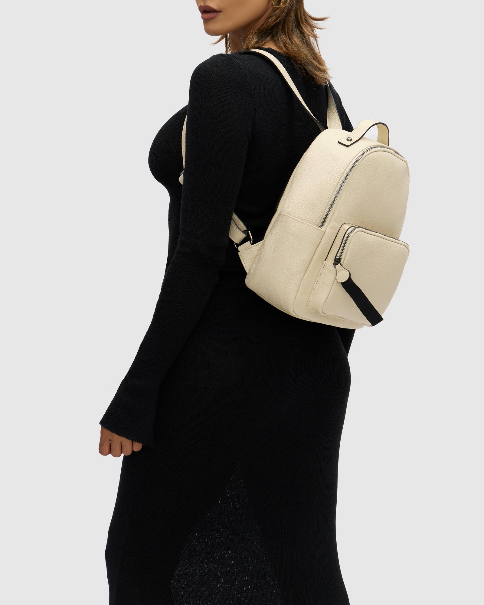 Maddie Milk Leather Backpack