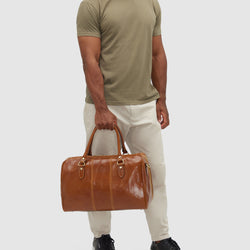 Albertis Piccolo Tan Leather Duffle Bag