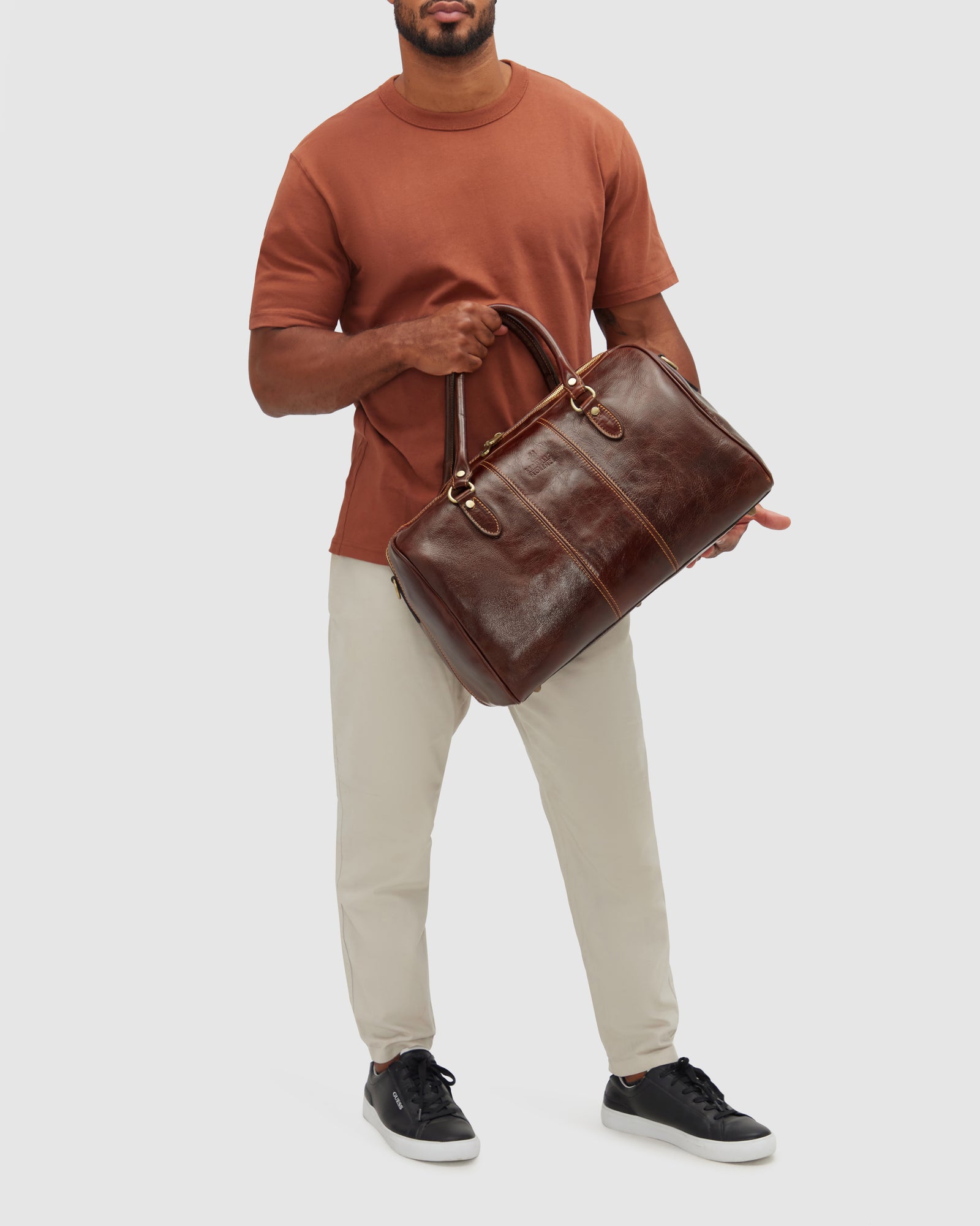 Albertis Piccolo Brown Leather Duffle Bag
