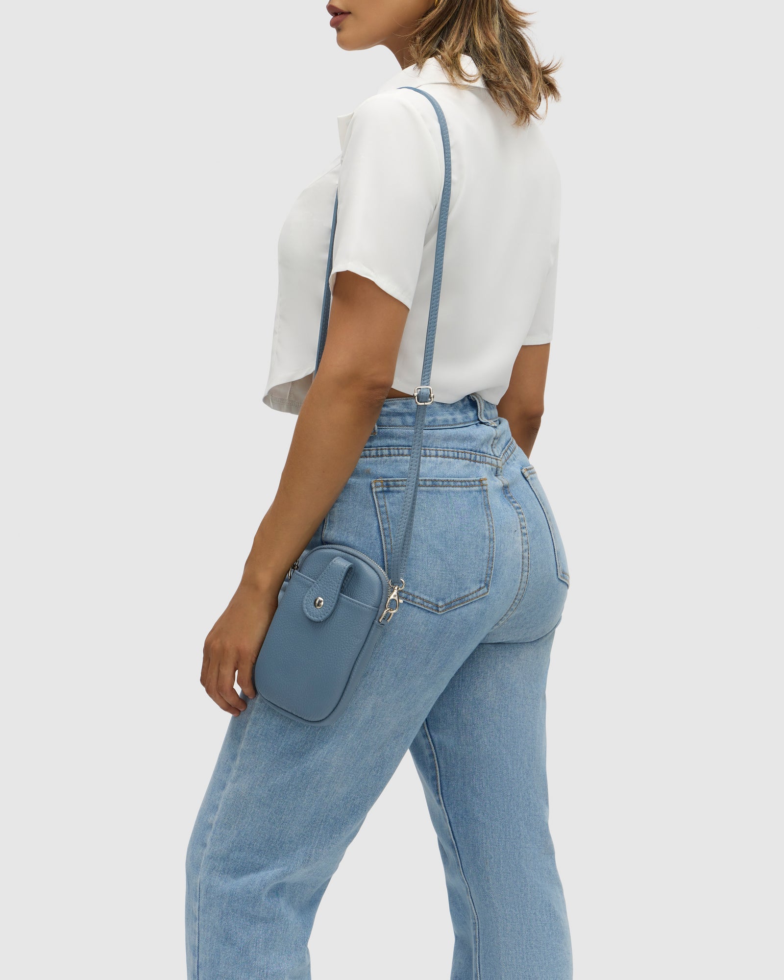 Ava Celeste Leather Crossbody Bag