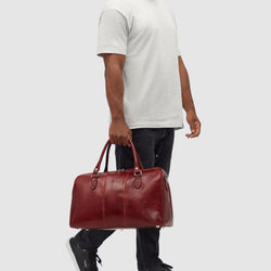 Albertis Piccolo Red Leather Duffle Bag