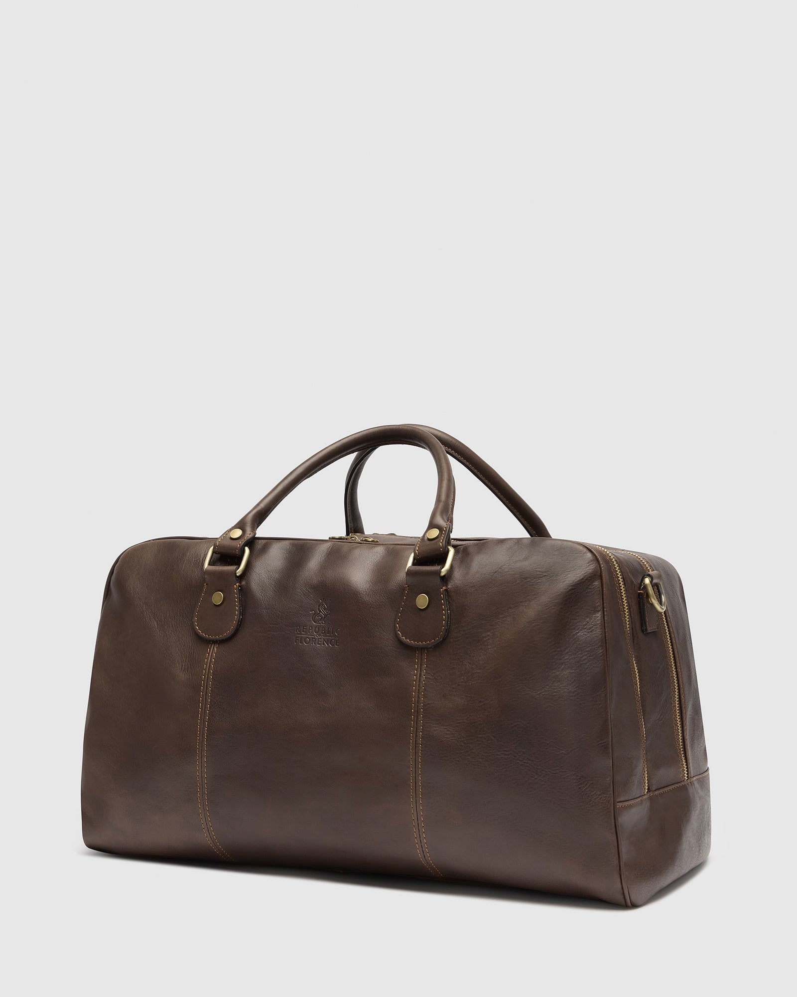 Magellan Matt Chocolate Leather Duffle Bag with laptop