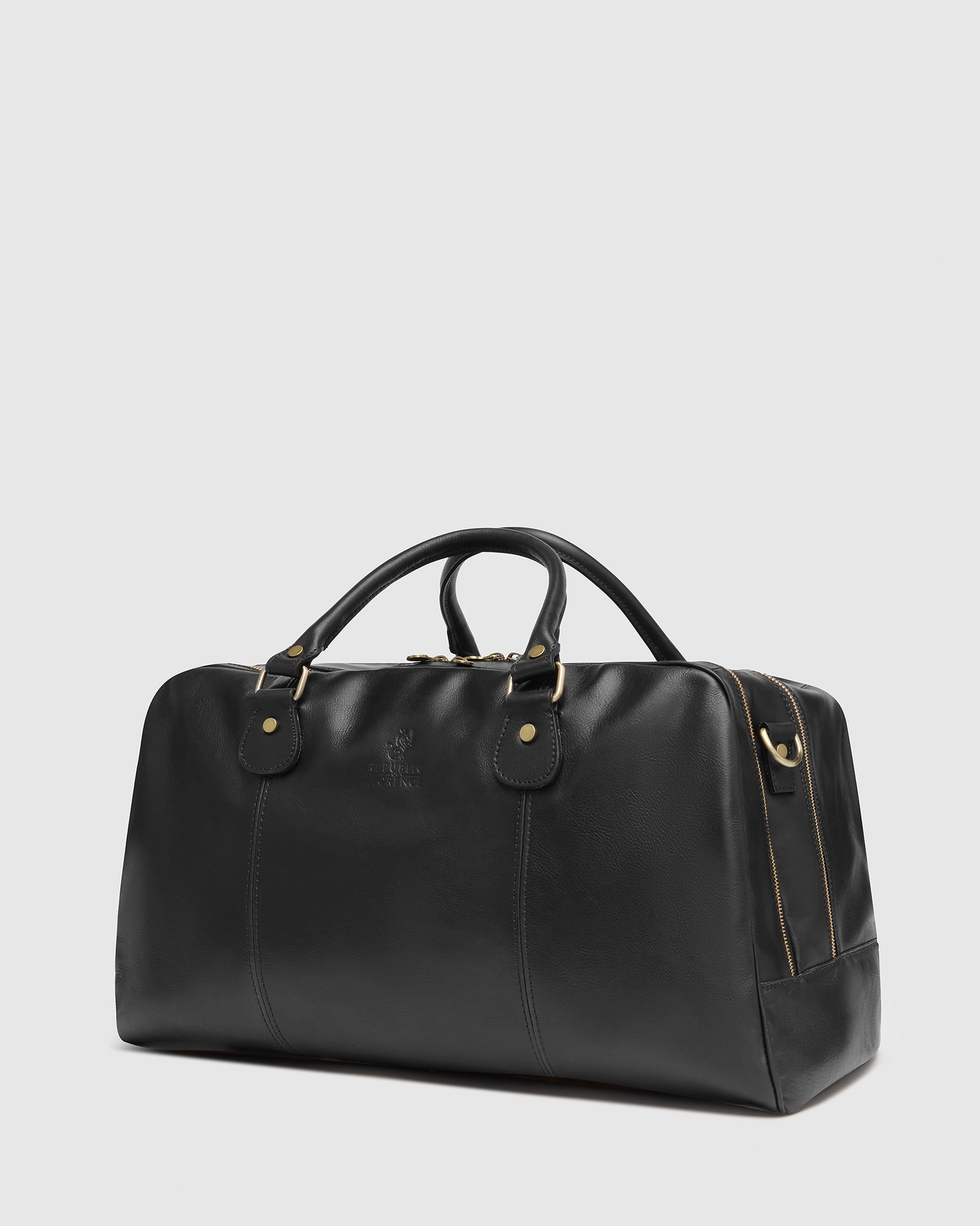 Magellan Black Leather Duffle Bag with laptop compartment