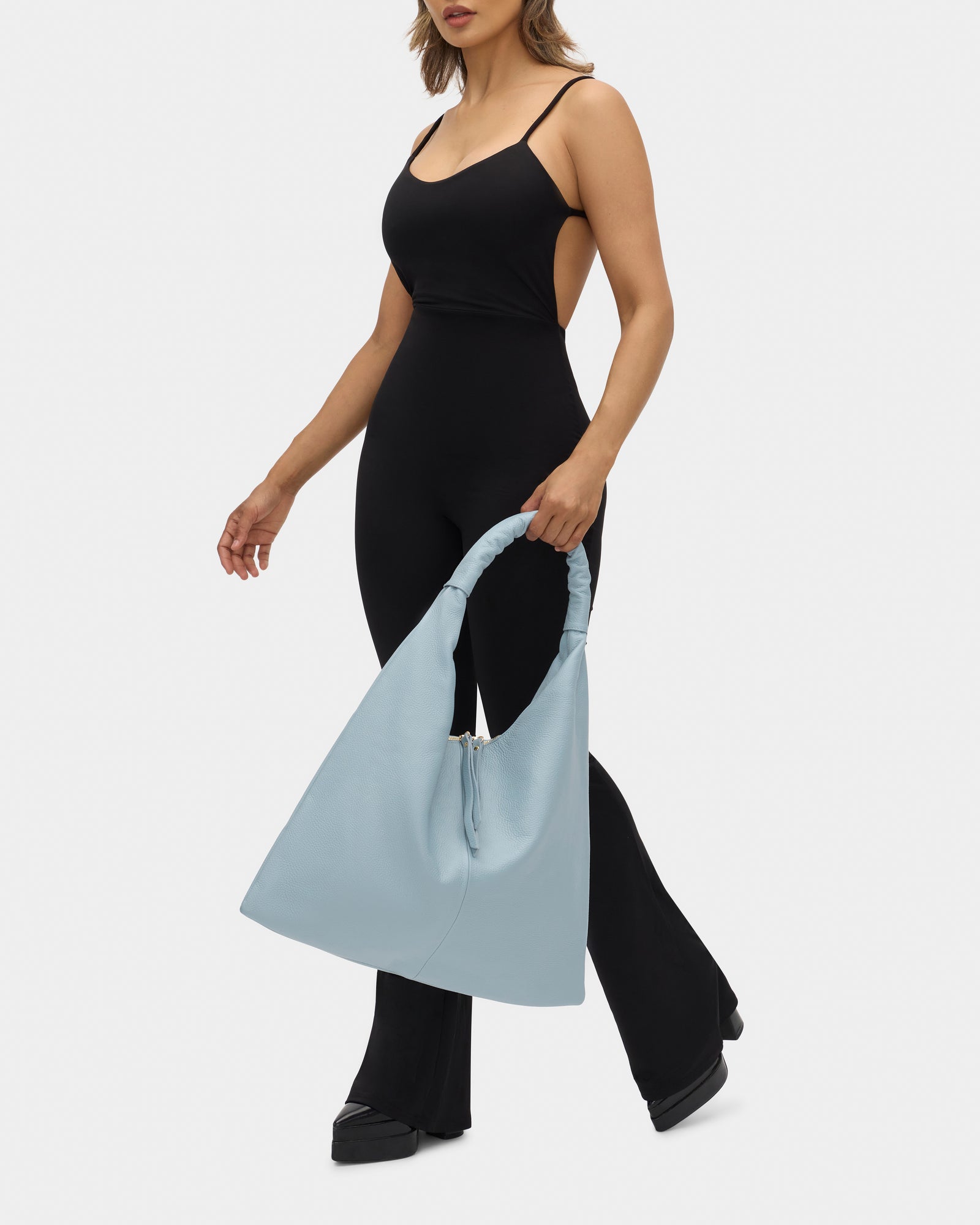 Elizabeth Sky Blue Hobo Leather Bag