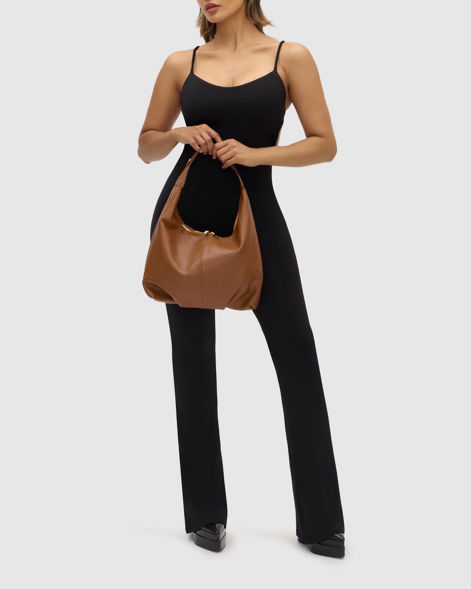 Penelope Tan Leather Shoulder Bag