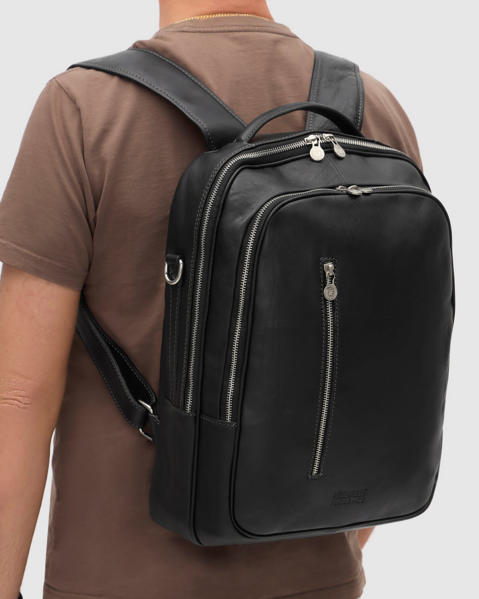Belfast Matt Black Leather Backpack