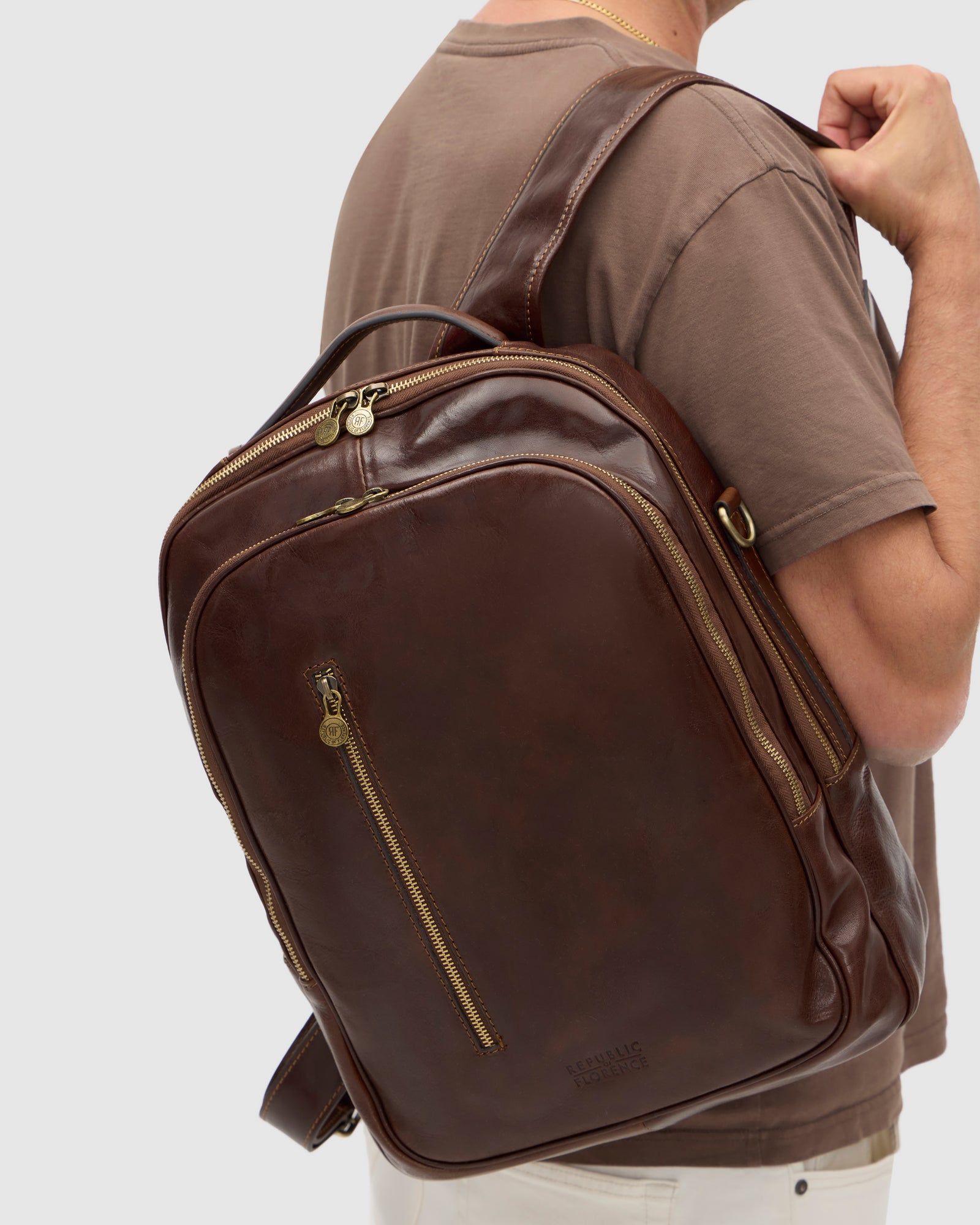 Belfast Brown Leather Backpack