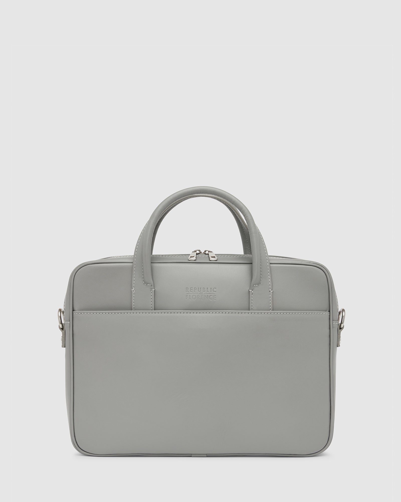 Glasgow Grey Leather Laptop Briefcase