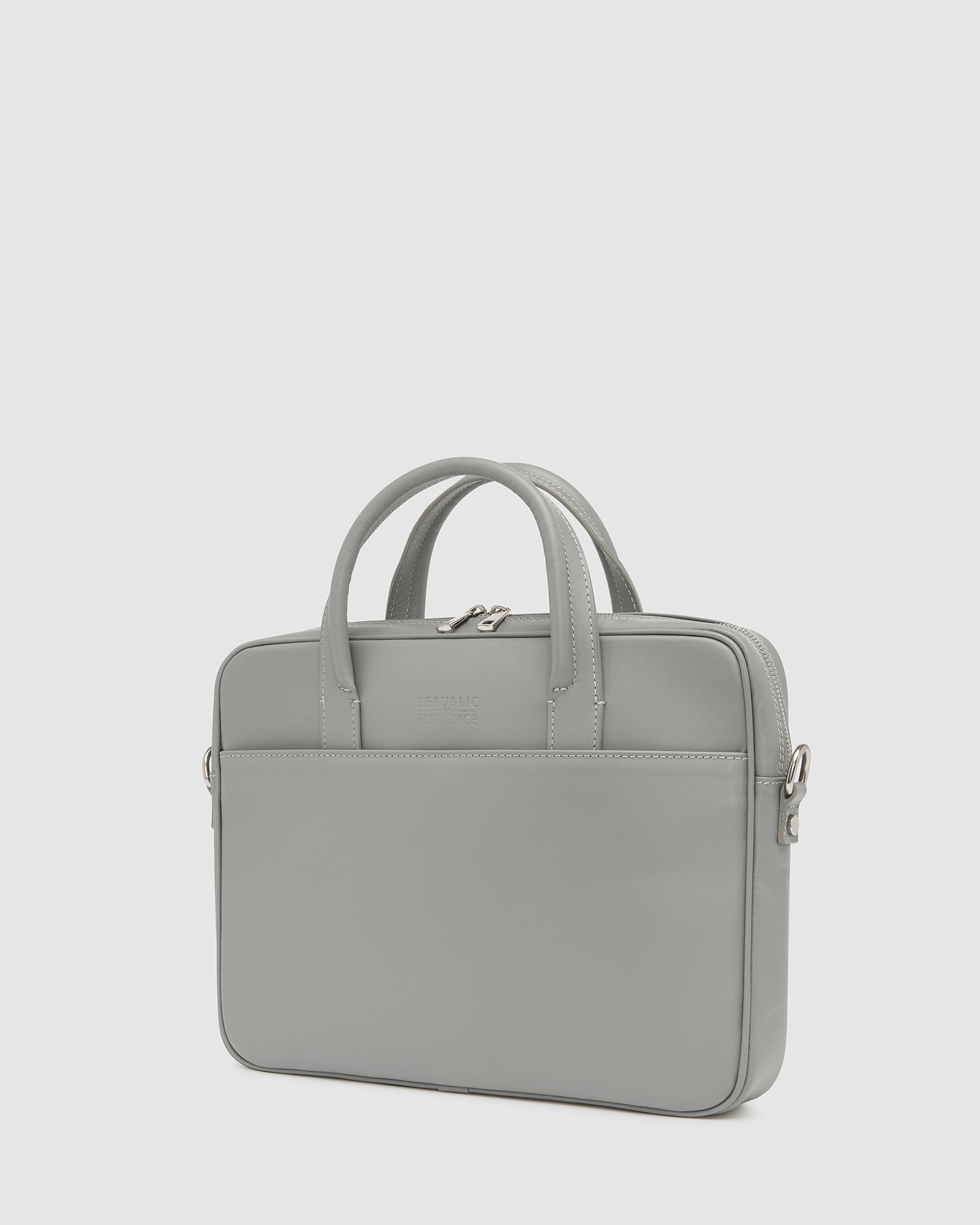 Glasgow Grey Leather Laptop Briefcase