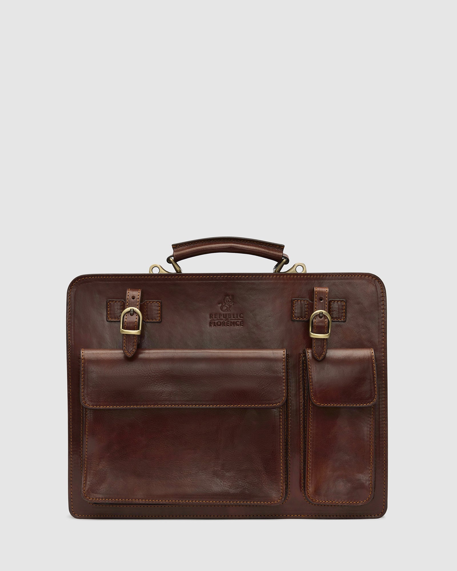Munich Brown - Leather Briefcase double compartments