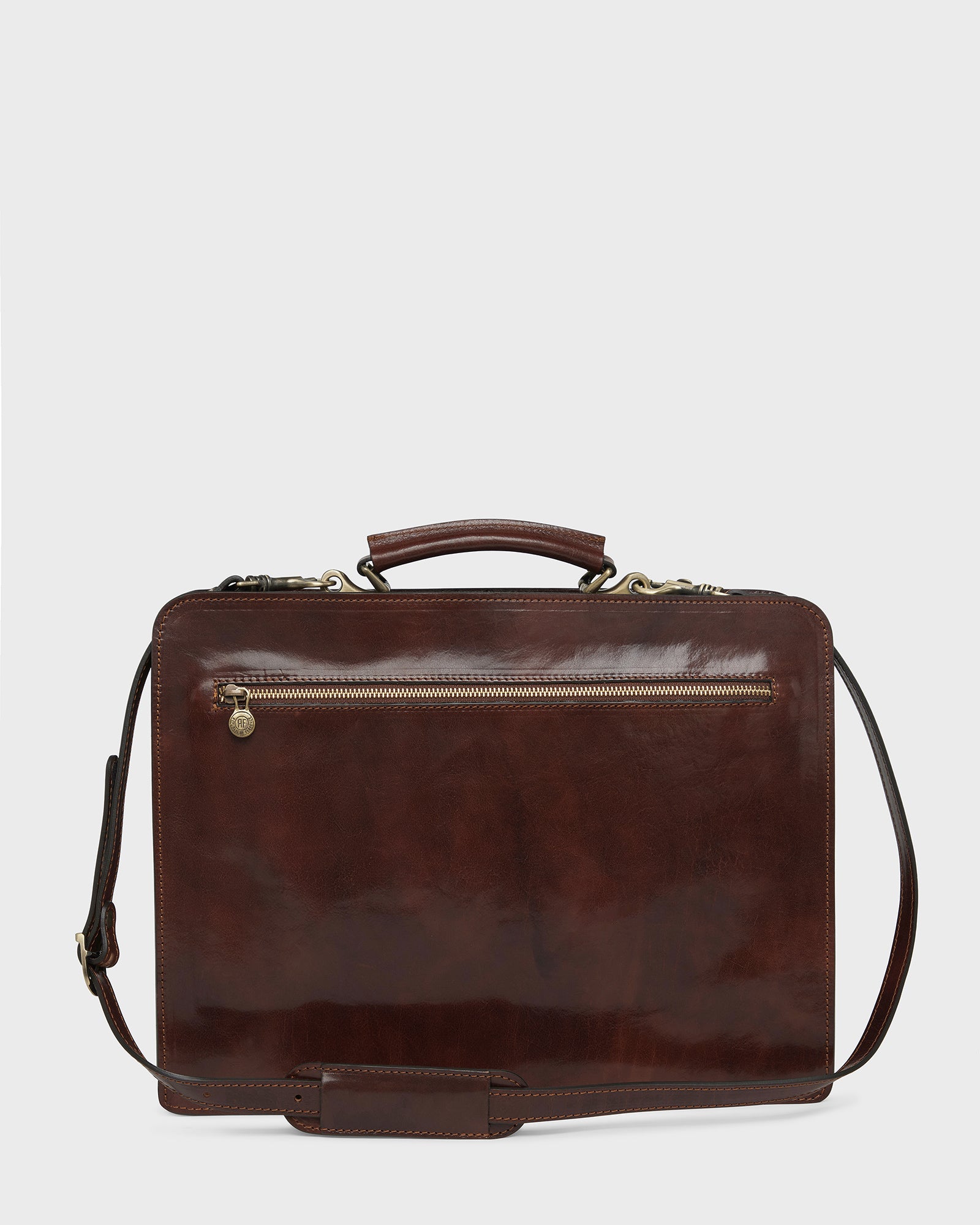 Munich Brown Leather Briefcase double compartments leathershop