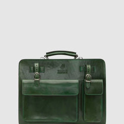 MUNICH Green - Leather Briefcase double compartments