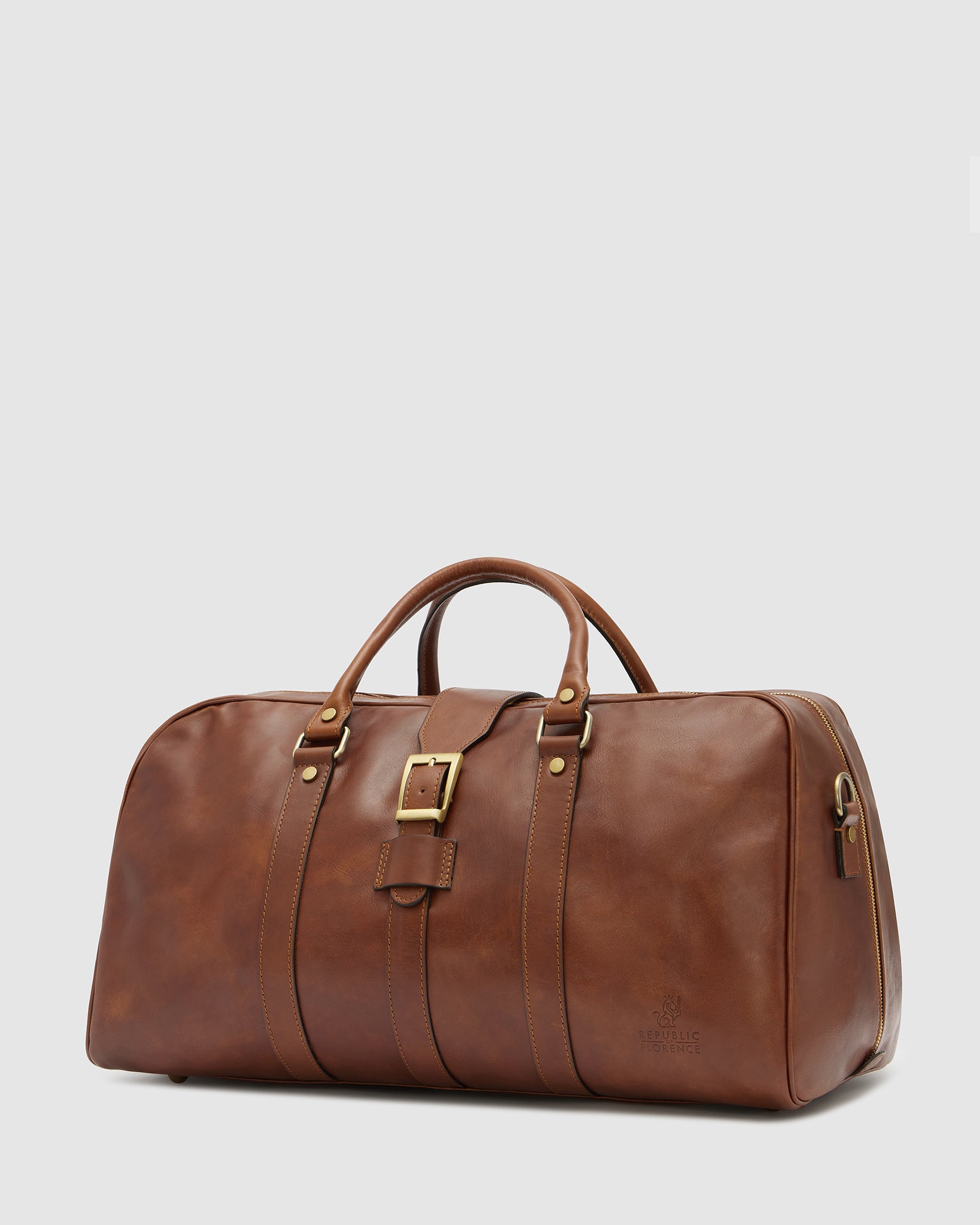 brown leather weekender bag