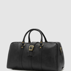 Amerigo Matt Black Leather Weekender Bag