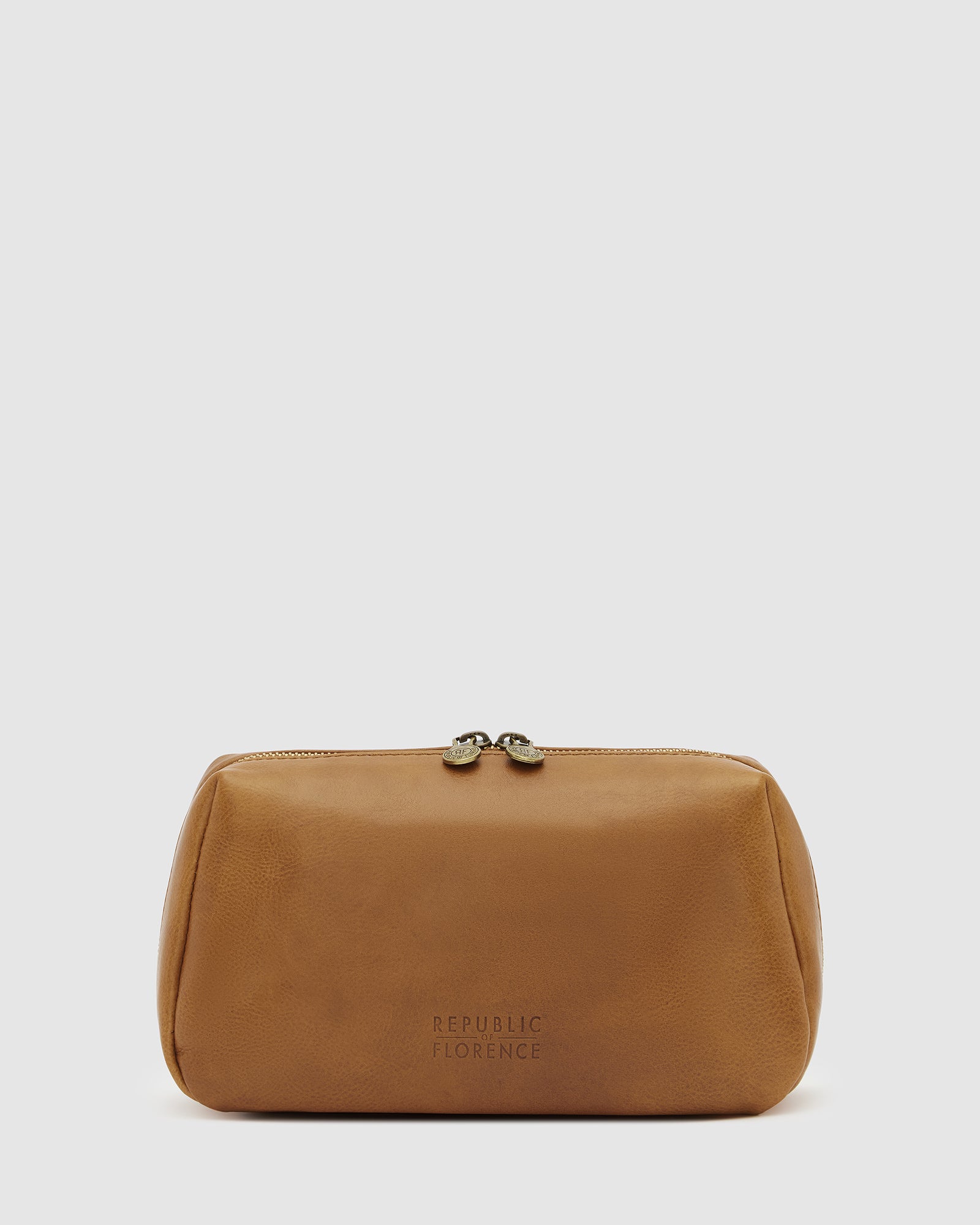 Otto Matt Tan Leather Toiletry Bag