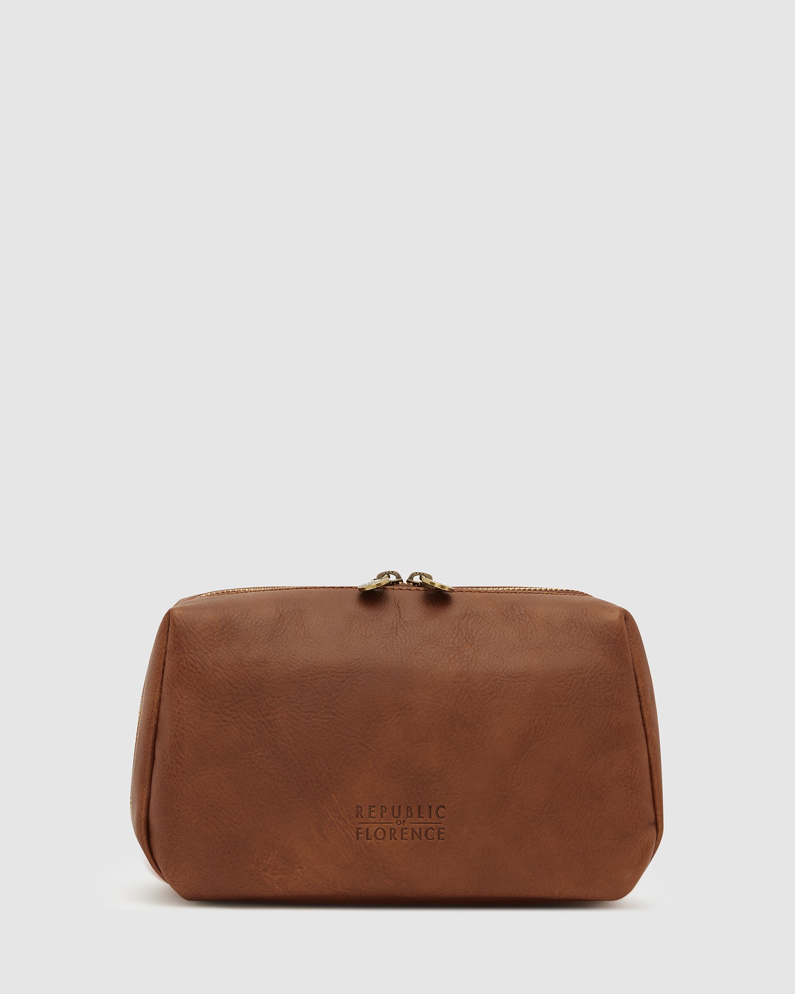 Otto Matt Brown Leather Dopp Kit