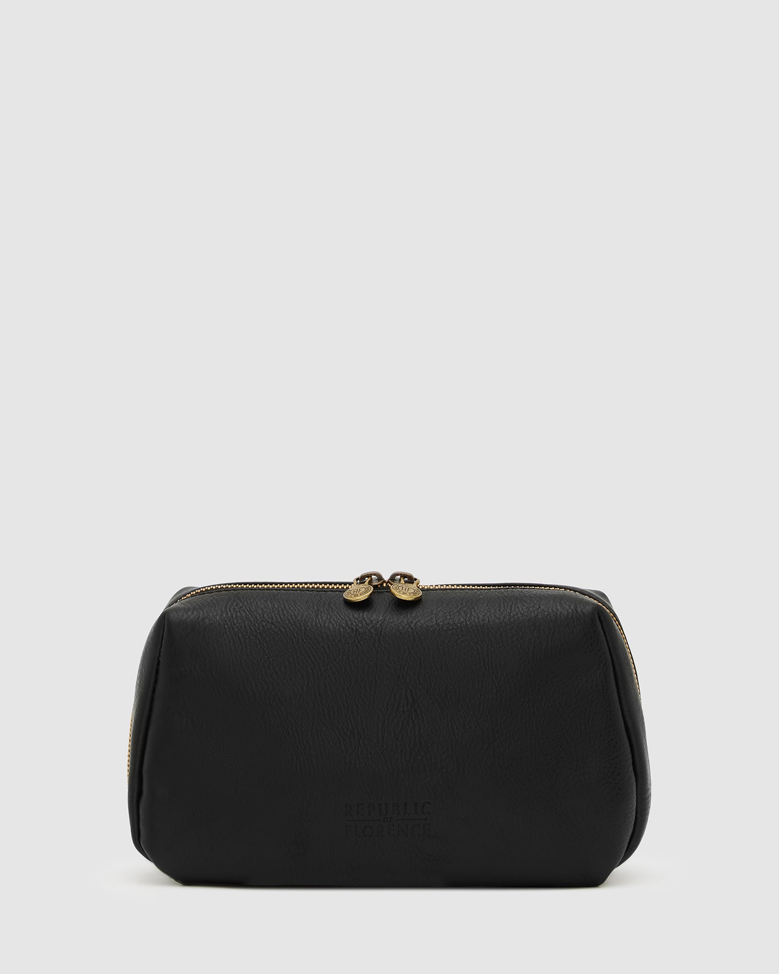 Otto Matt Black Leather Dopp Kit