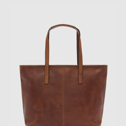 Beatrice Matt Brown - Leather Tote with laptop sleeve