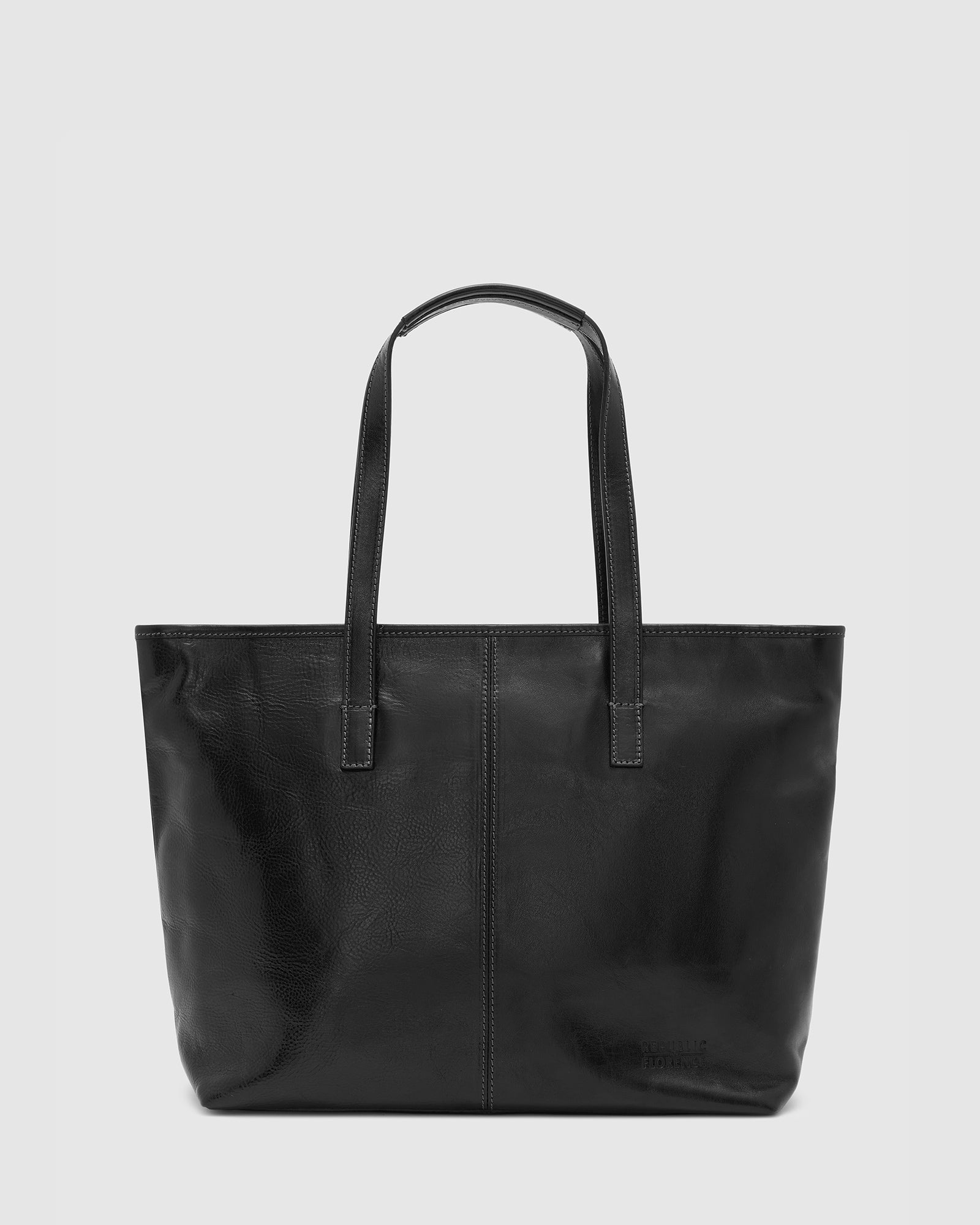 Beatrice Black - Leather Tote with laptop sleeve