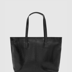 Beatrice Black - Leather Tote with laptop sleeve