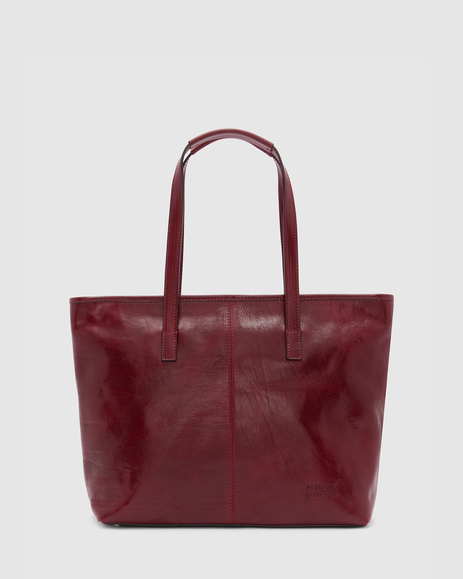 Beatrice Red Leather Tote with laptop sleeve leathershop .au