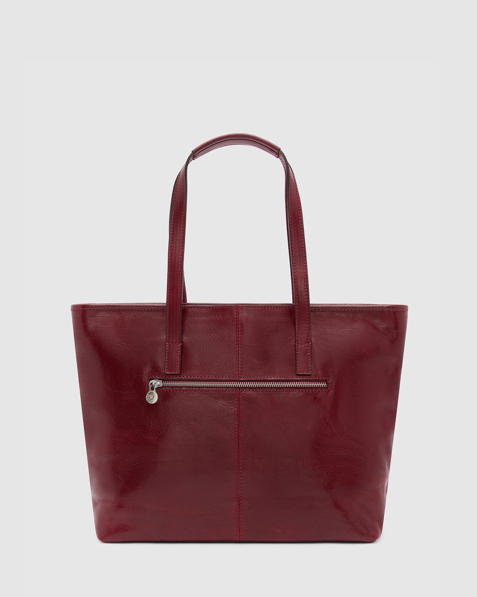 Beatrice Red Leather Tote with laptop sleeve leathershop .au