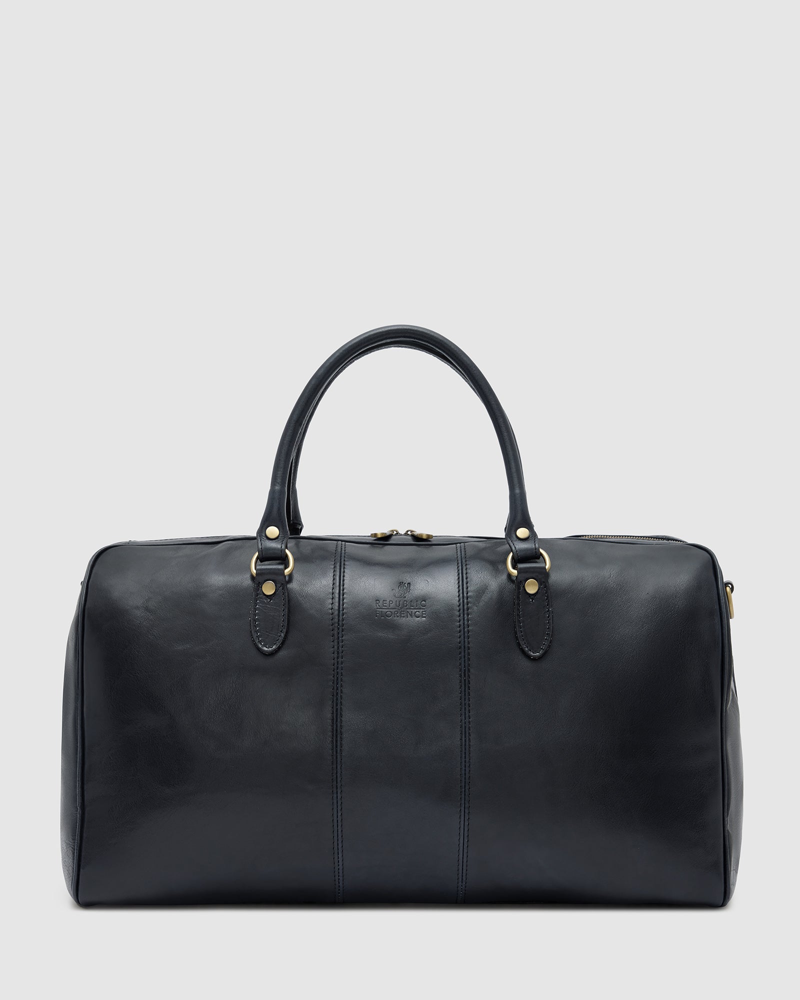 Albertis Blue Leather Weekender Bag