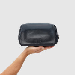 Otto Blue Leather Dopp Kit
