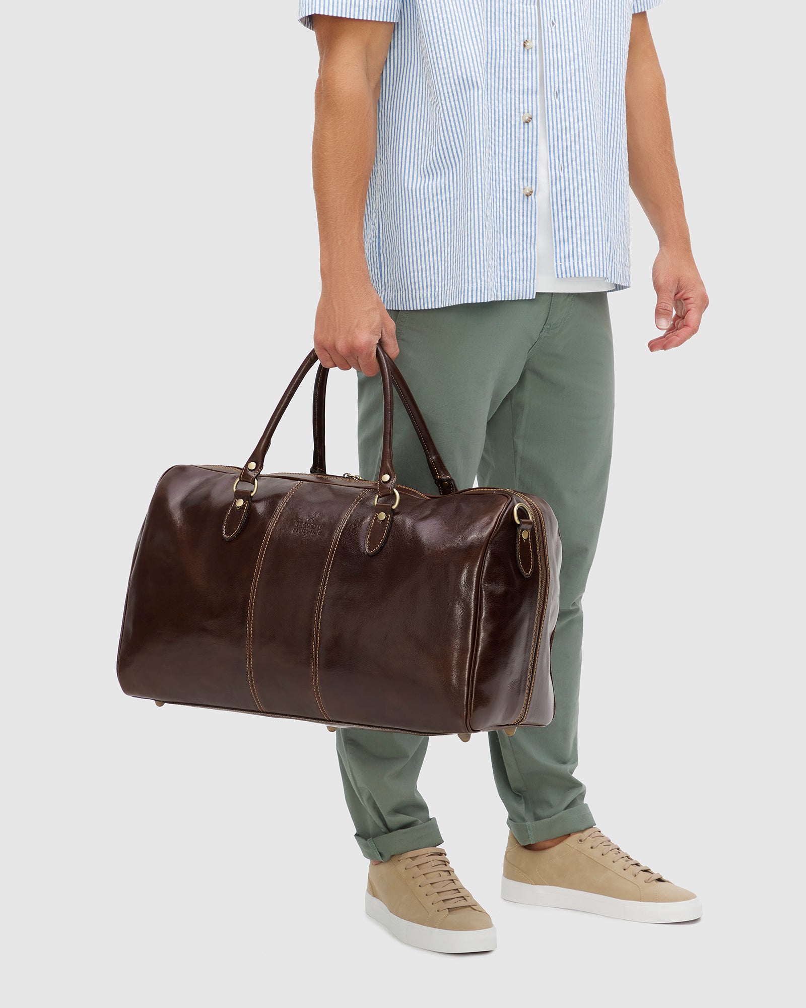 Albertis Brown Leather Weekender Bag