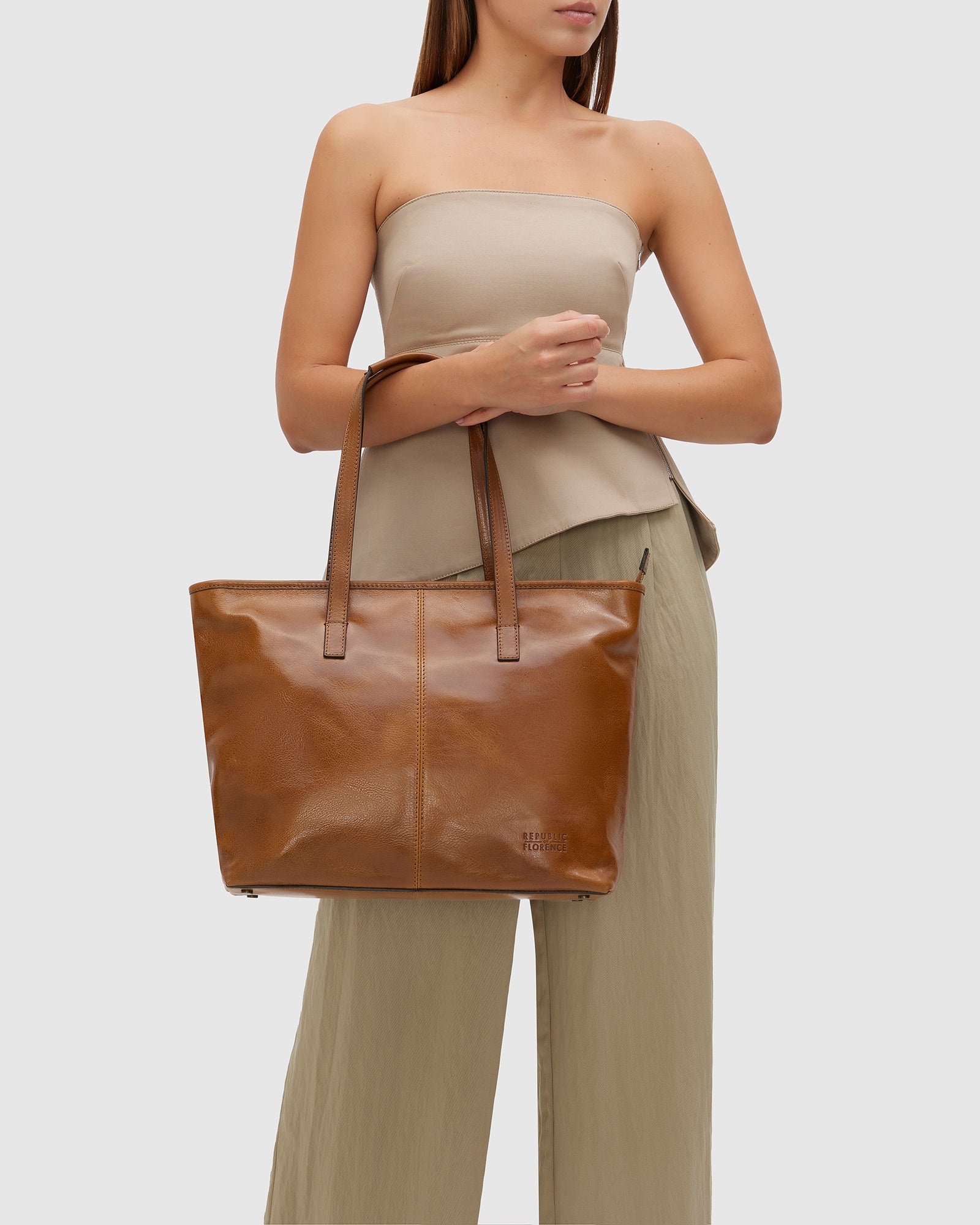 Beatrice Tan - Leathe Tote with laptop sleeve