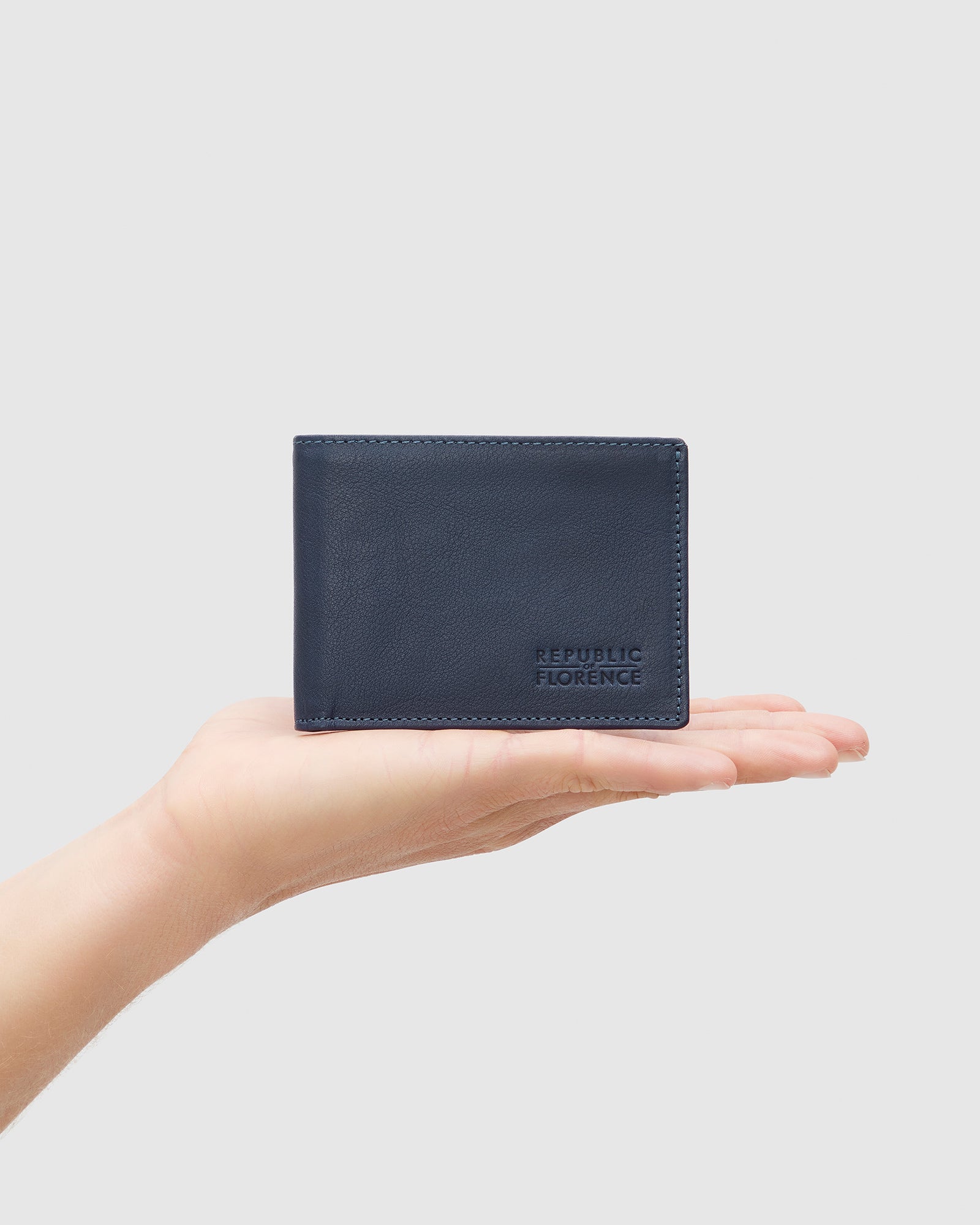 Rossini Blue - Small and Minimalist Bifold Leather Wallet