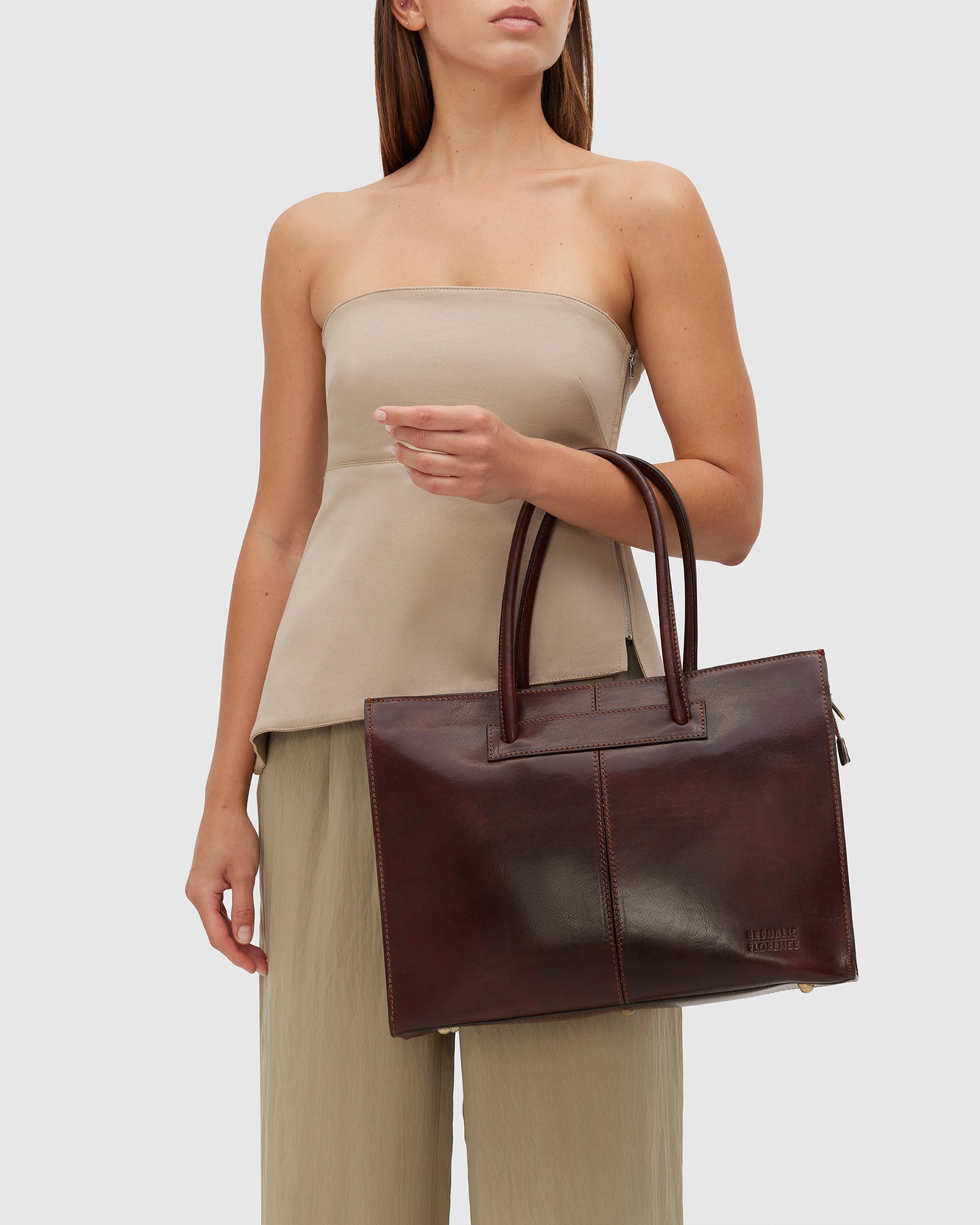 Florence Brown Leather Tote Work Bag