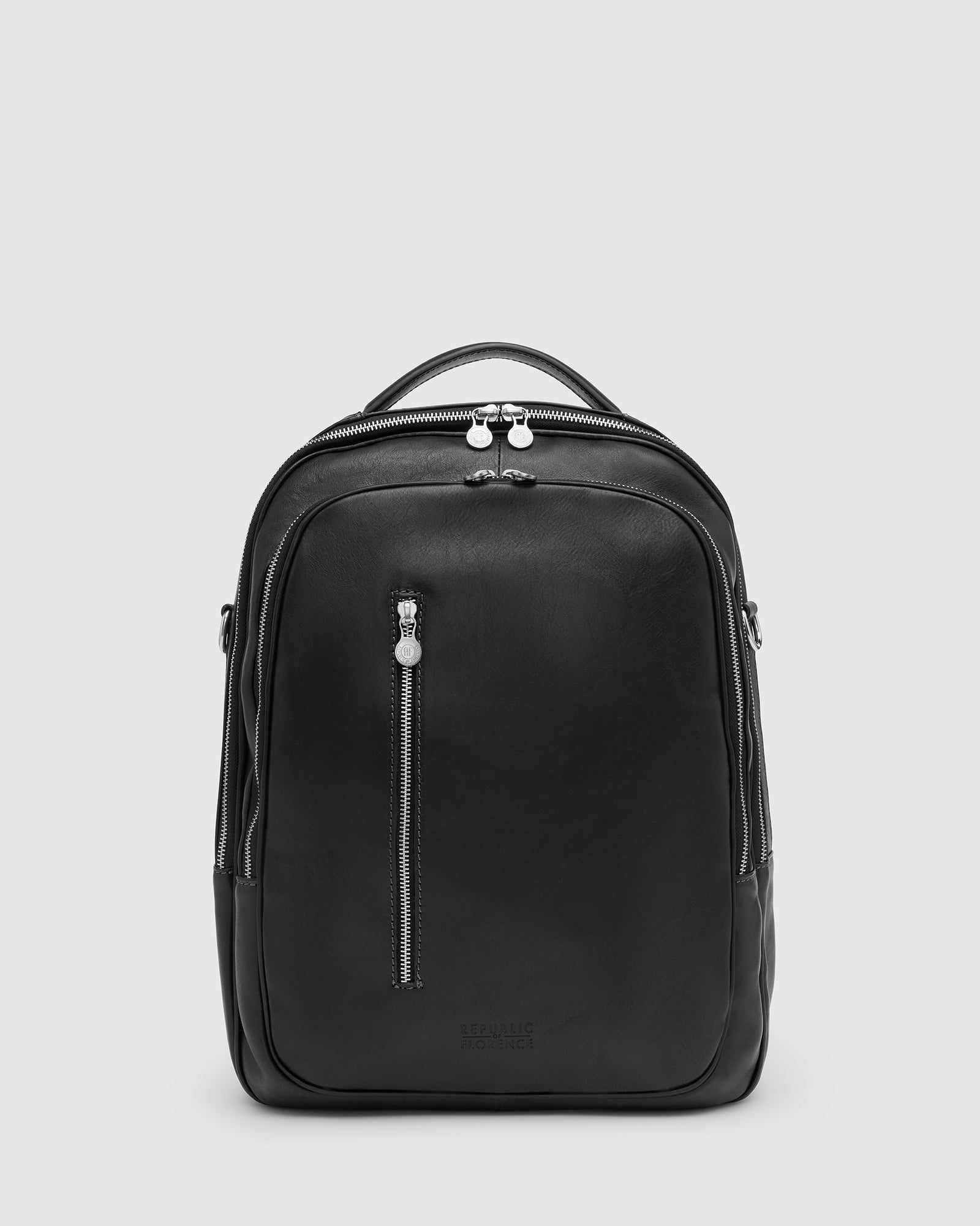 Belfast Matt Black Leather Backpack