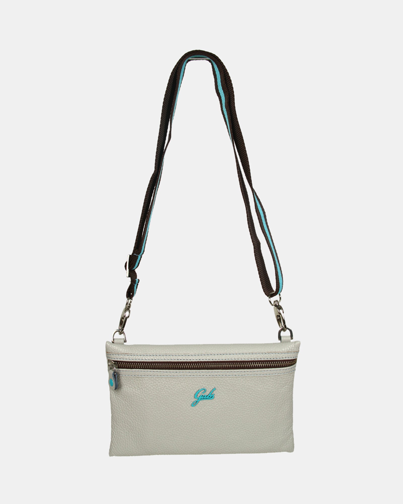 KELLA DODO Grey Leather Clutch Bag1