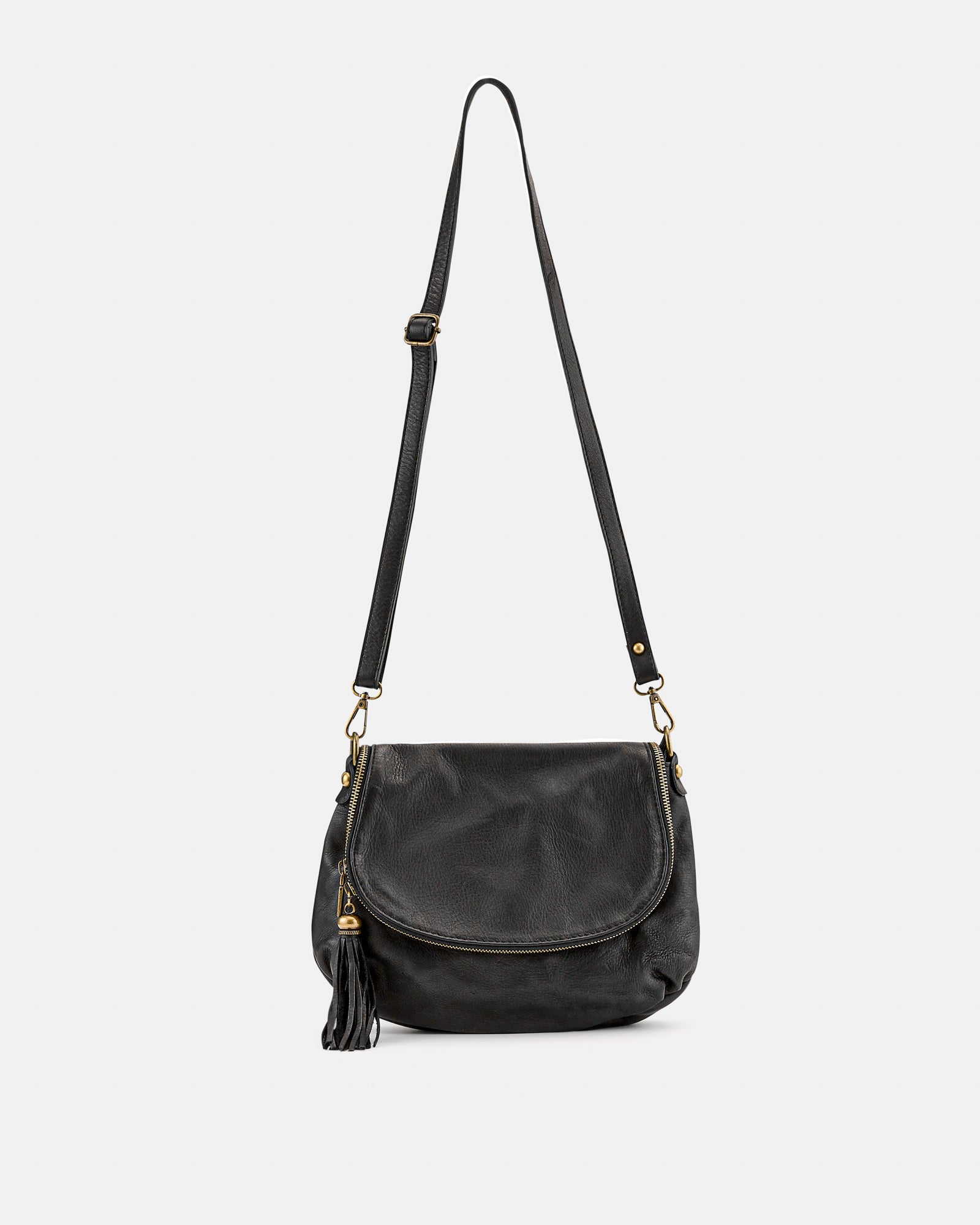 Vasarino Black Soft Leather Crossbody Bag by BEE
