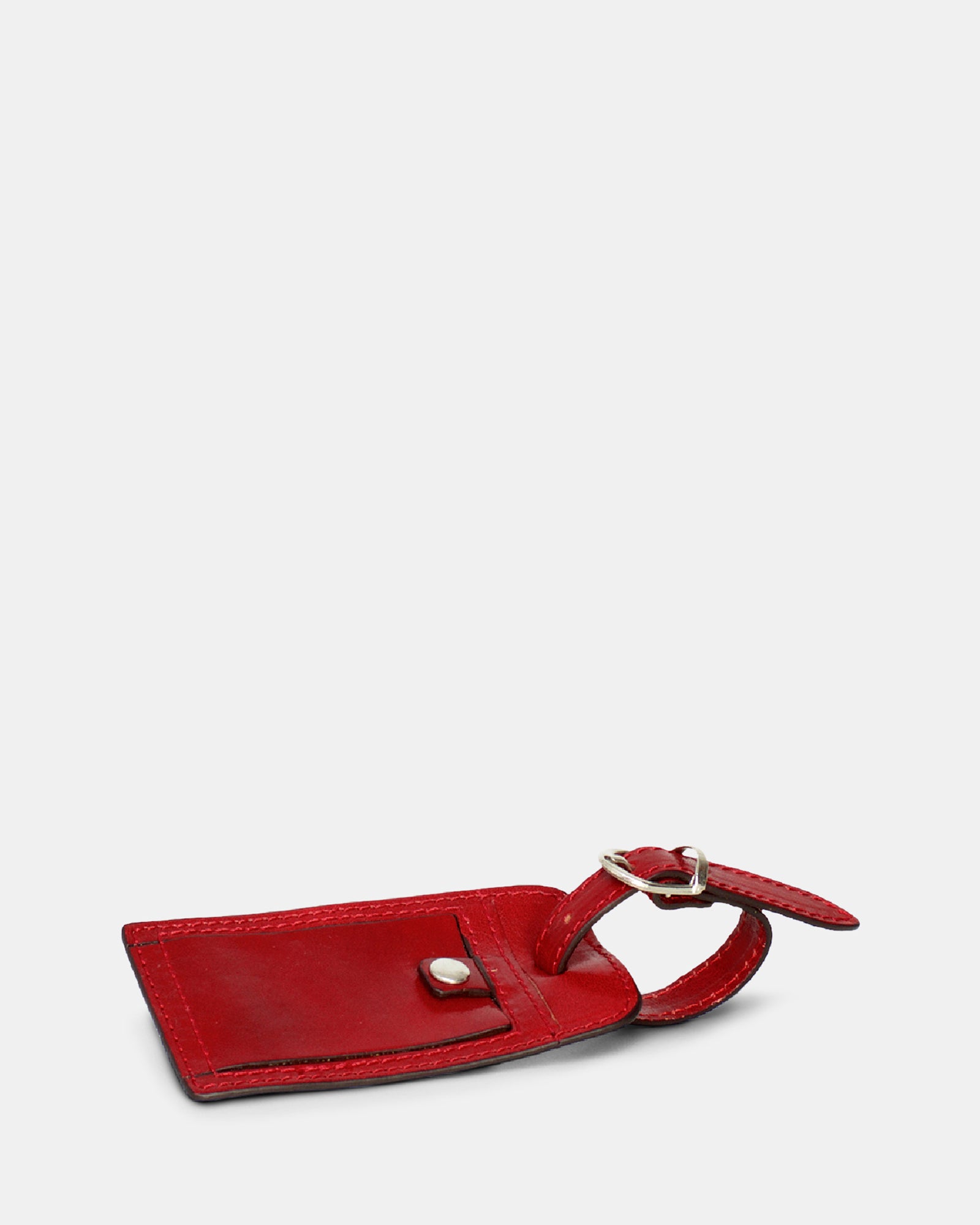 Leather Luggage Tag in Red