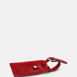Leather Luggage Tag in Red